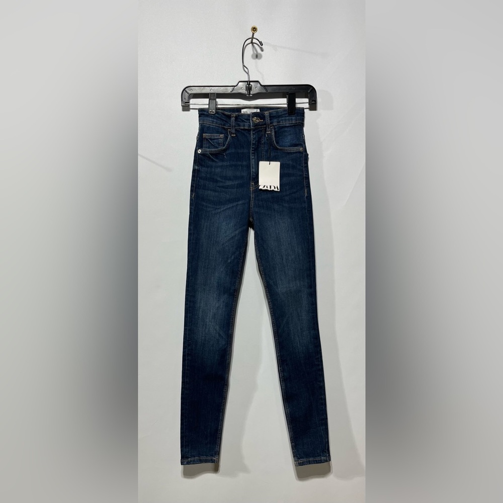 Zara High Rise Blue Skinny Jeans Women’s Size 0 Inseam 28”‎ New With Tags